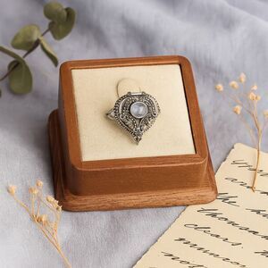 Round Moonstone Gemstone Poison Locket Box Heart Ring Sterling Silver Sz 8 New